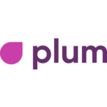 Plum icon with plum text logo - square size.