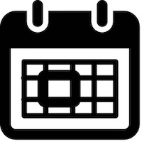 Co-ownership events icon in black and white highlighting a calendar illustration