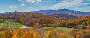 Banner Elk, NC in the fall with mountains in the background.
